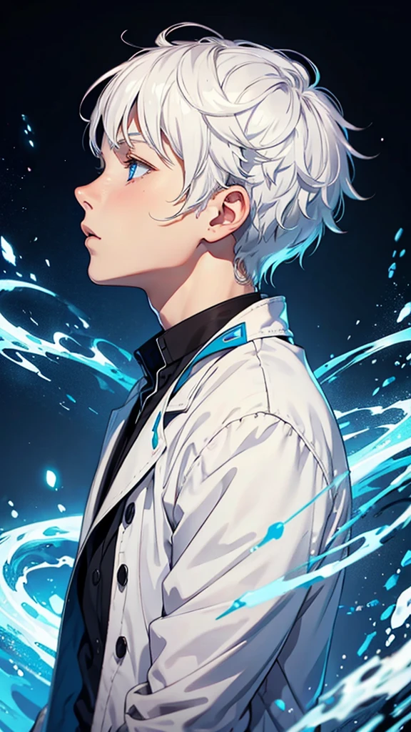 white hair, boy, profile picture, blue eyes
