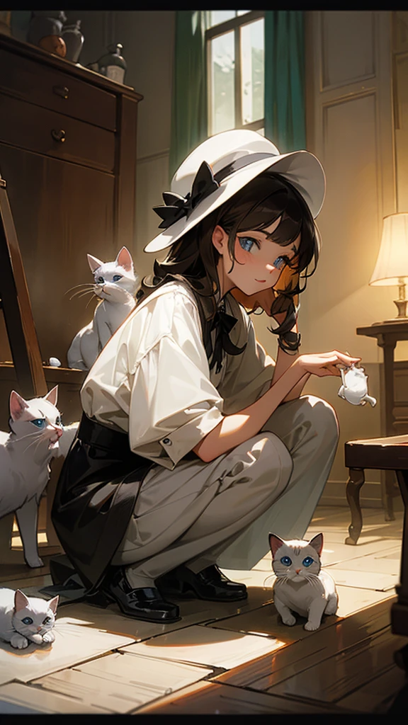 poured and with a hat and with kittens and puppies