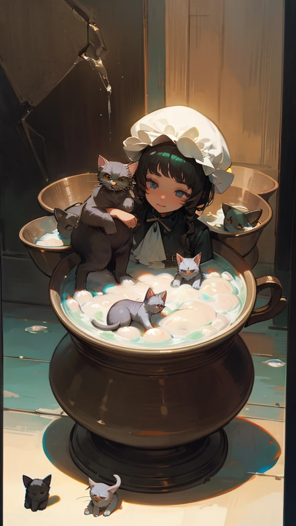  poured and with a hat and with kittens and puppies