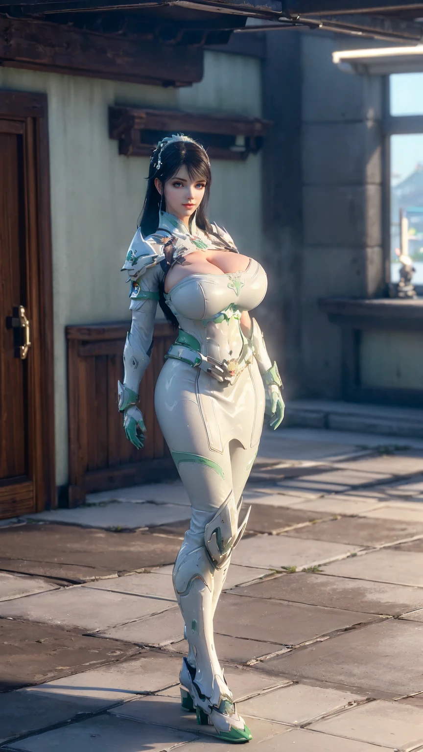 ((BUSTY MILF:1.3)), ((CLOSEUP UPPER BODY, SOLO, STANDING POSE, COWBOY SHOT:1.5)), ((GIGANTIC FAKE BREASTS:1.5)), ((CLEAVAGE, EXPOSE 11 LINE ABS, BIG BUTTOCK:1.5)), ((WEARING OUTFIT, WHITE, LIGHT GREEN SEXY MICRO QIPAO DRESS FROM OVERWATCH, IN FUTURISTIC ARMOR, GIRL IN MECHA CYBER ARMOR:1.5)), (WET ATHLETIC FEMALE BODY SHAPE:1.5), (CLEAN GLOSSY BODYSKIN:1.4), (BACKGROUND FUTURISTIC SPACE STATION:1), (PHOTOREALSITIC:1.4), (ULTRA-DETAILLIERT), (TOP-QUALITY), (BEST SHADOWS), BRIGHT LIGHT IN ROOM, HYPER TEXTURE, (4X MSAA), ((UNREAL ENGINE 5 RENDER)), (NEON), PHYSICALLY-BASED RENDERING, ULTRA HIGHT DEFINITION, 16K, 1080P.