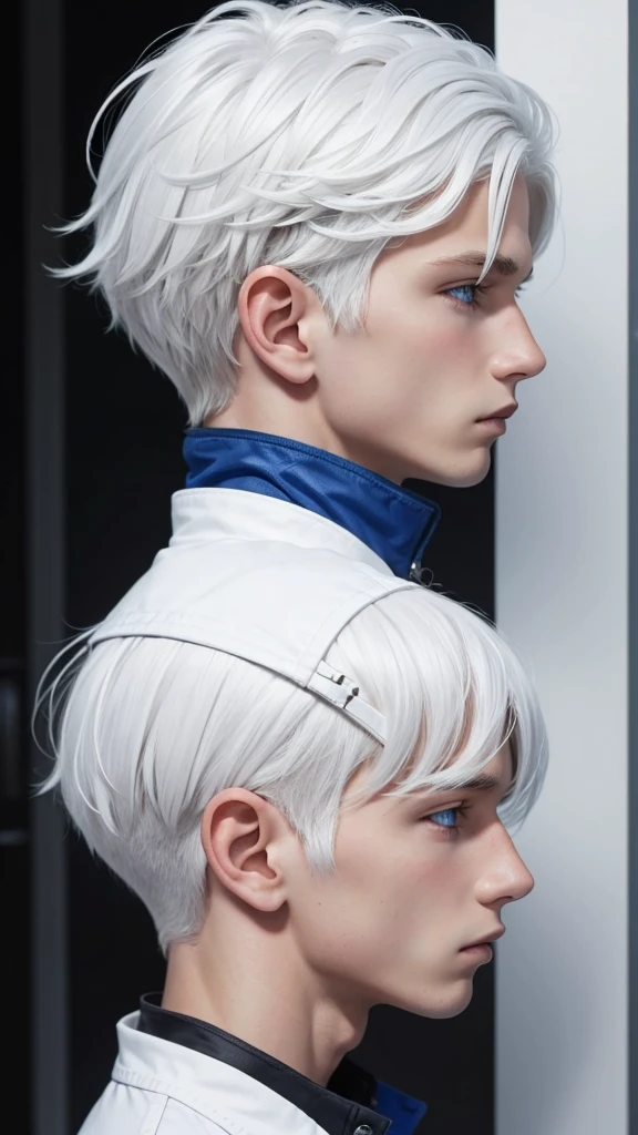 white hair, boy, profile picture, blue eyes