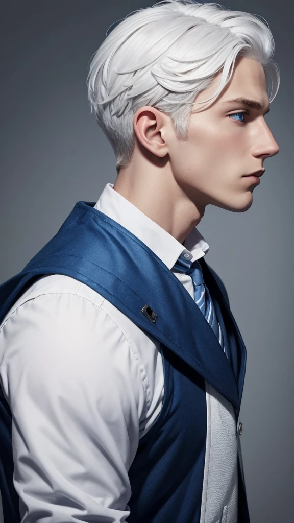 white hair, boy, profile picture, blue eyes