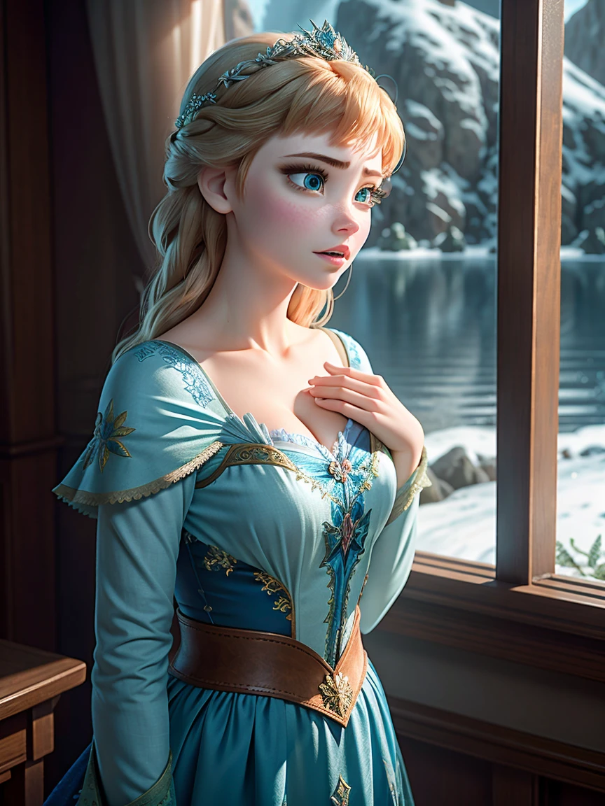 Photo by Ana de Arendelle, Anna from Disney&#39;s Frozen movie, high and sexy, Magnificent face, perfect body, provocative, beautiful, show breasts, huge breasts, high, sexy legs, bursting huge breasts, Wide hips, busty, sexy, huge breasts, happy, cleavage