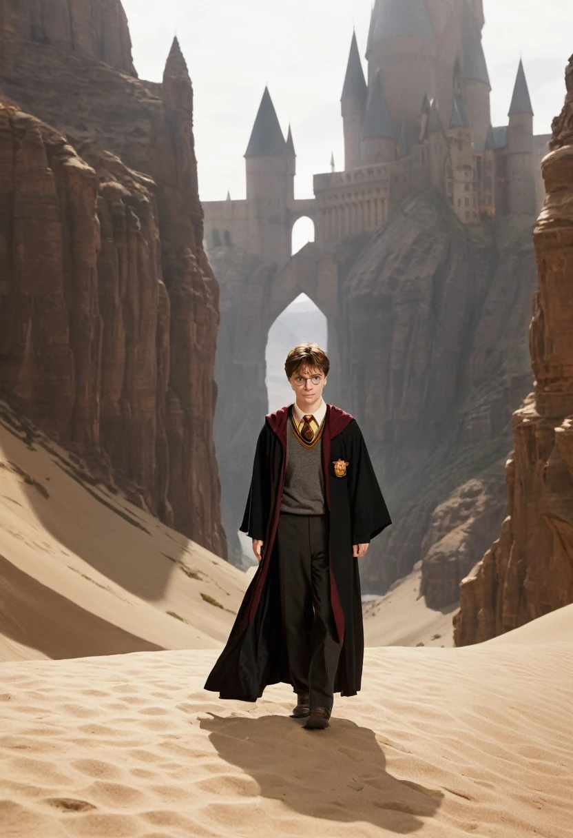 Harry Potter, sueur abondante, dans un désert, (Image 4K) (la plus haute qualité)