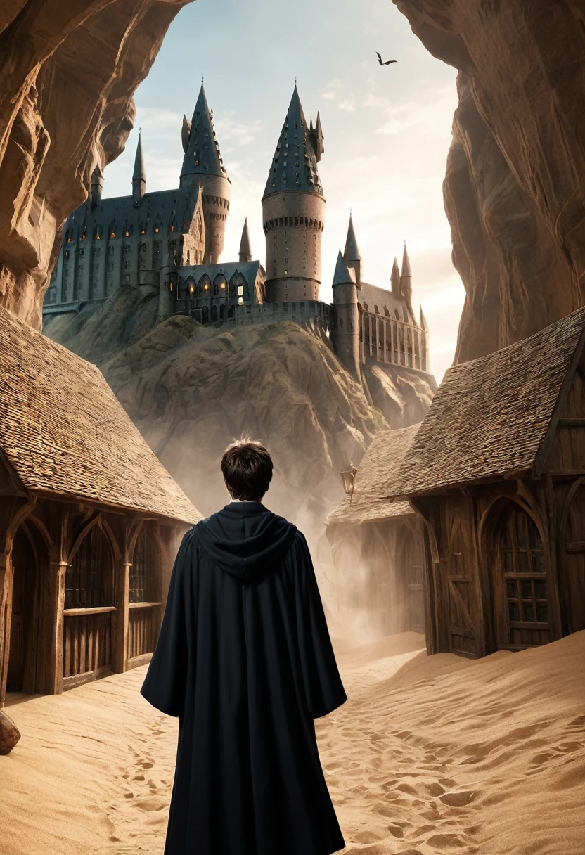 Harry Potter, sueur abondante, dans un désert, (Image 4K) (la plus haute qualité)