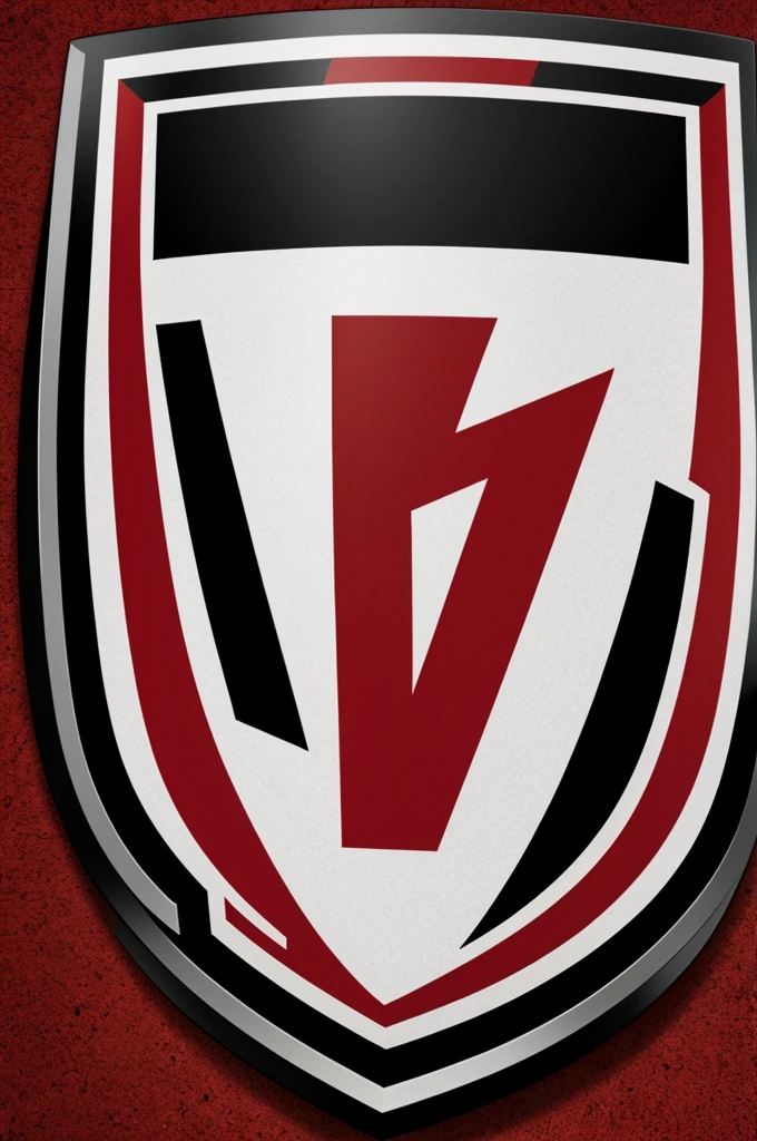 Soccer shield with red and black colors with letter A on the front