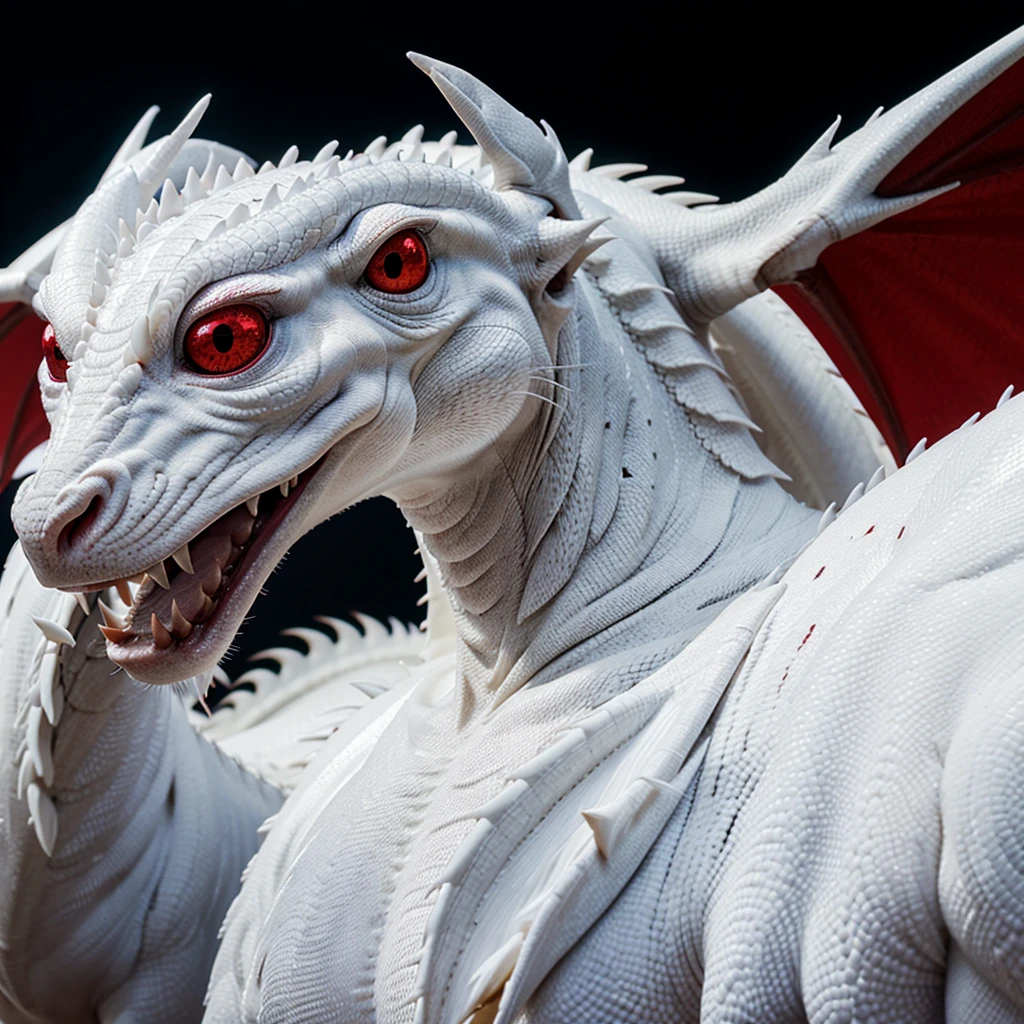 Image of white dragon with red eyes