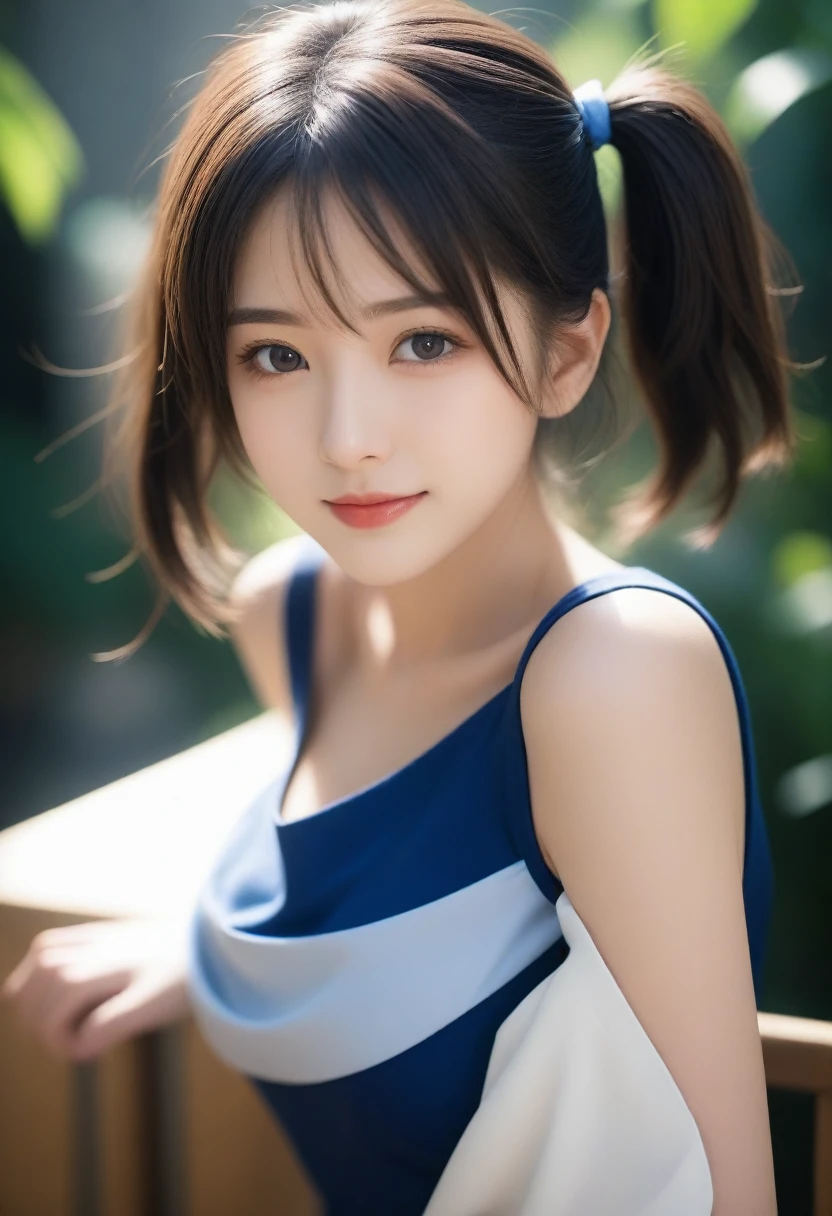 8K, Ultra-high resolution, Highest quality, masterpiece, 三分割法によるphotograph,Surreal, photograph, 1 Girl, (16 years old:1.3), pretty girl, Cute face, Beautiful eyes in every detail, 細かくdetailedに,masterpiece,, One Girl:1.2, Japan Female Announcer、Cowboy Shot、Double bun and short pigtails、(((Uniform 1.2))), From above,Refreshing sweat,Full of sex appeal,Sensual,A carefree smile,Heal the heart,Black Hair,Short Bob,Looking at the audience、beauty,Long neck、Laugh a little、Please close your mouth and laugh、(((Ideal body type))),A cup small breasts :2,、Portraiture:2、Perfect Anatomy、鮮明なdetailed、detailed、Surreal、Light and shadow,Strong light