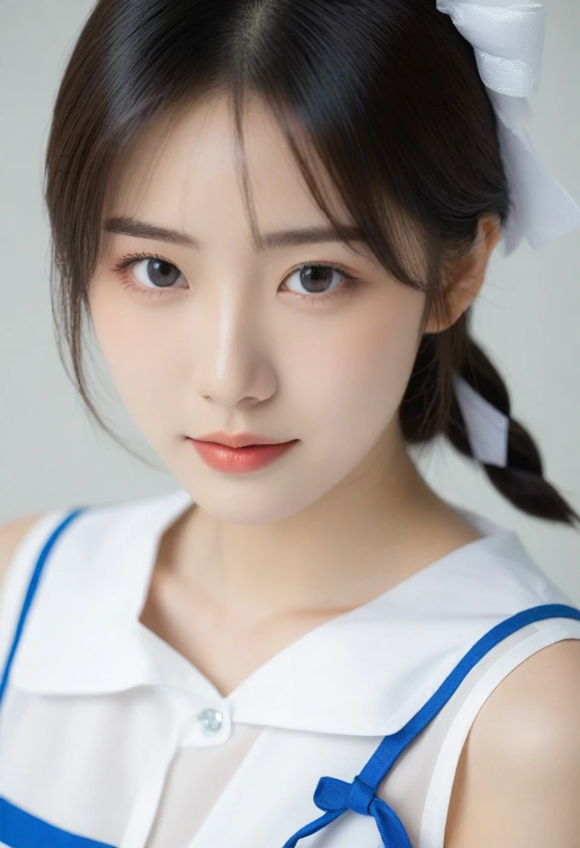 8K, Ultra-high resolution, Highest quality, masterpiece, 三分割法によるphotograph,Surreal, photograph, 1 Girl, (:1.3), pretty girl, Cute face, Beautiful eyes in every detail, 細かくdetailedに,masterpiece,, One Girl:1.2, Japan Female Announcer、Cowboy Shot、Double bun and short pigtails、(((Uniform 1.2))), From above,Refreshing sweat,Full of sex appeal,Sensual,A carefree smile,Heal the heart,Black Hair,Short Bob,Looking at the audience、beauty,Long neck、Laugh a little、Please close your mouth and laugh、(((Ideal body type))),A cup small breasts :2,、Portraiture:2、Perfect Anatomy、鮮明なdetailed、detailed、Surreal、Light and shadow,Strong light