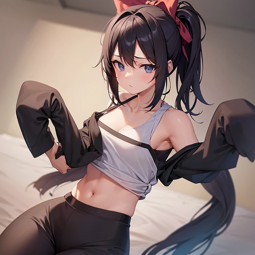 Girls 4 in sexy tied hair black gym clothes