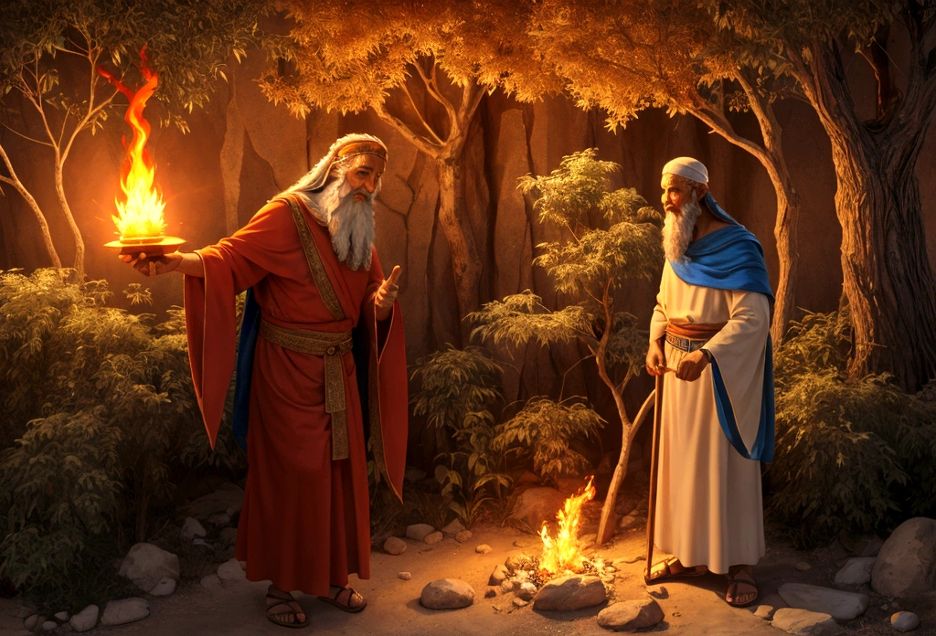 God speaks to Moses through a burning bush