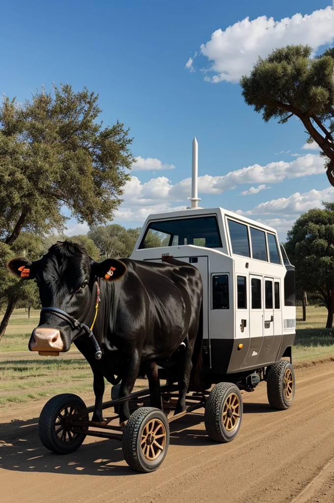 The cow driving the space car