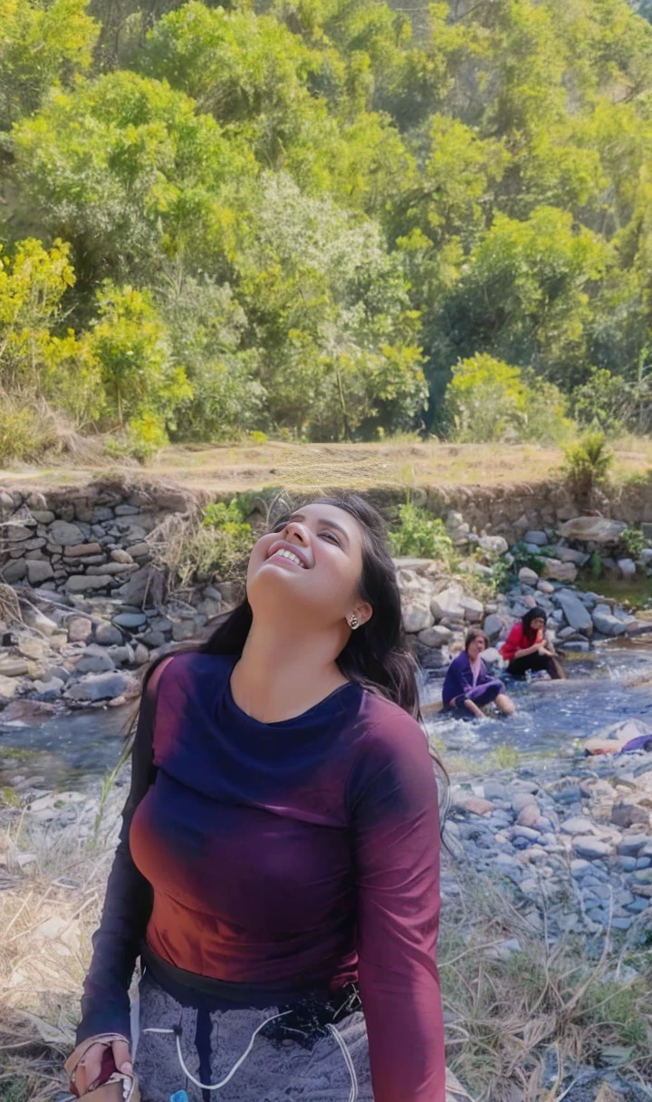 (8k, RAW Photos, Best Quality, High Resolution: 1.1), (Ultra Realistic: 1.4), (Realistic, Photorealistic: 1.3), young girl, (Malay Pakistani look), wearing red floral low cuti dress, posing like supermodel in green garden, 6pm, (dimples cheek), Realistic Face, Realistic Body, Realistic Skin, side view, Absurdity, Masterpiece, (Cute: 1.8), Cuties, Solo, Detailed Black Eyes, Innocent Eyes, Cheek, Film grain, long necklace, small earrings, ((hair black, long straight rebonding hair)), cherry colored lips, look viewer from below, upper body, open lips, cleavage, medium breast, nipples, upper teeth, cute smile show teeth, (smiling eyes: 0.6), (grin: 1.2)), depth of field, blurred background, eye focus, bokeh, young, 85mm lens f/2, ambient soft lighting, photon mapping, radiosity, physically based rendering,
