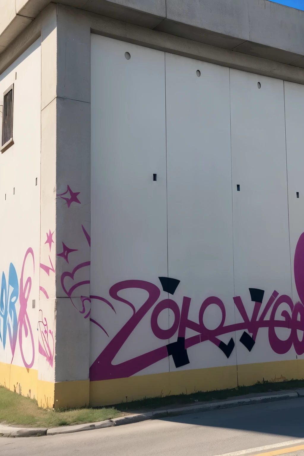 A wall with graffiti written xQmO with a crown on top