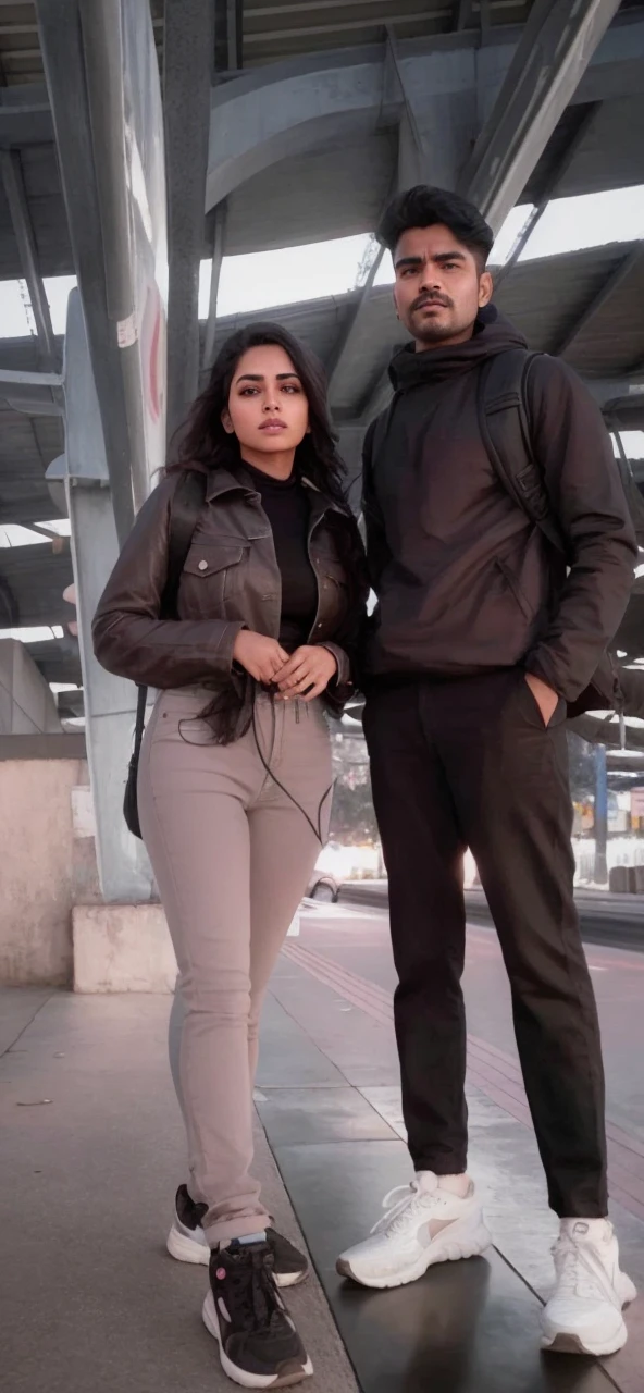 beautiful mature Indian college girl, in black basic round neck Teeshirt with skinny jeans, outside on road, traffic, buildings, firm breasts, photorealistic, photo, masterpiece, realistic, realism, photorealism, high contrast, photorealistic digital art trending on Artstation 8k HD high definition detailed realistic, detailed, skin texture, hyper detailed, realistic skin texture, armature, best quality, ultra high res, (photorealistic:1.4),, high resolution, detailed, raw photo, sharp re, by lee jeffries nikon d850 film stock photograph 4 kodak portra 400 camera f1.6 lens rich colors hyper realistic lifelike texture dramatic lighting unrealengine trending on artstation cinestill 800,
