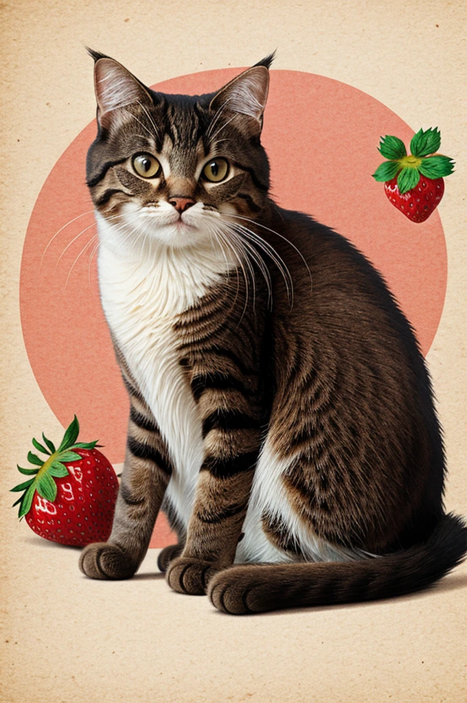 Strawberry cat illustration