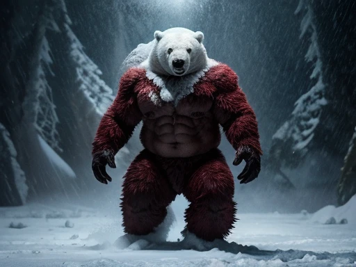 Full body photography full body photography full image, Monstrous blizzard with the fierce face of a Polar bear pelugem branca ,engulfed in whiteout conditions,swirling snow,and buffeting winds. Cinematic,mysterious,sinister,scary,wild,deadly,and beastly. A nightmarish masterpiece., Full body photography Full body photography different angles of the image.