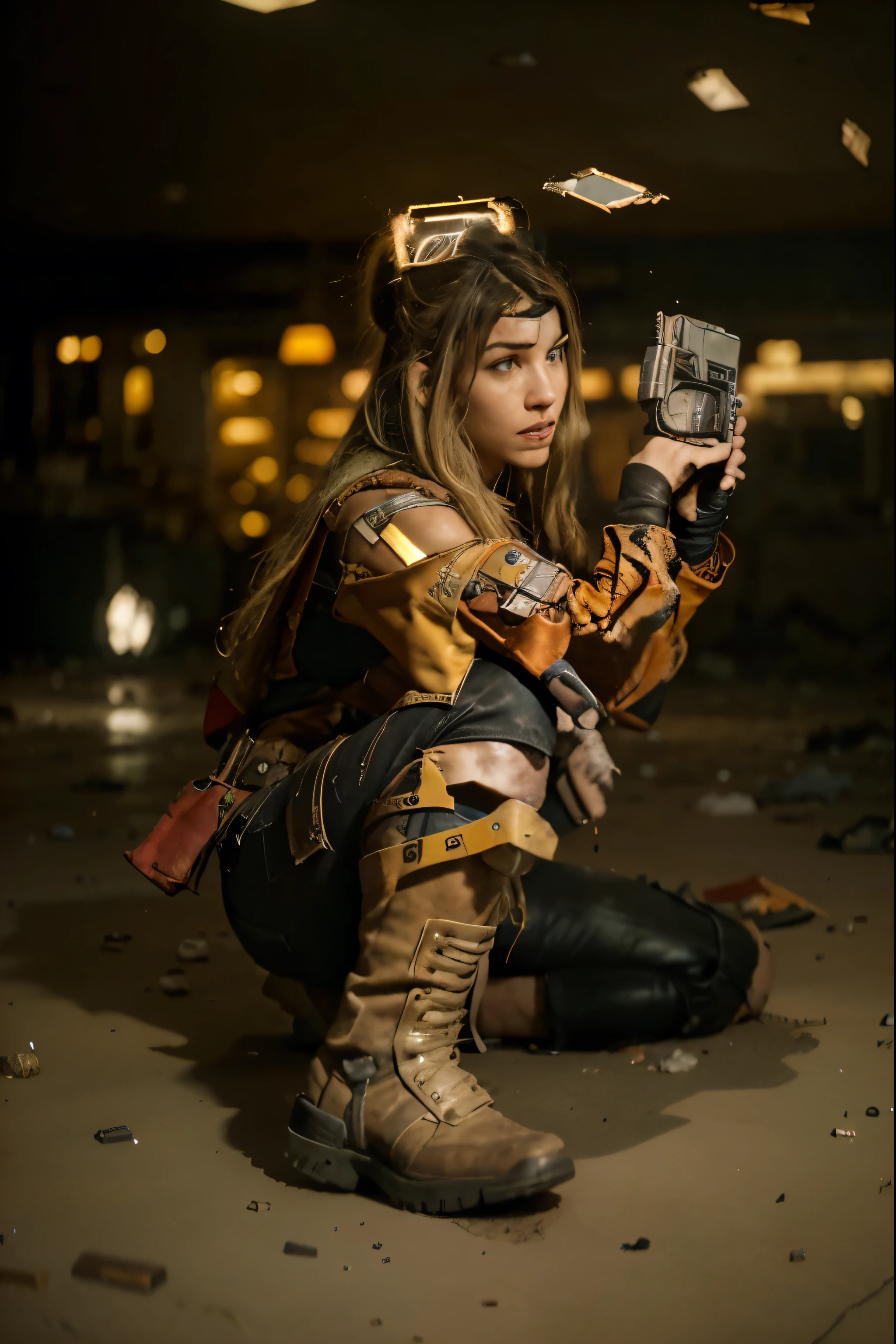 (Best quality, 8k, 32k, Masterpiece, UHD:1.2), "Transform the scene into the desolate and chaotic void timeline junkyard reality from the Deadpool and Wolverine or Deadpool 3 movie. Imagine a sprawling wasteland filled with the remnants of destroyed and abandoned structures. The ground is littered with debris, twisted metal, and shattered glass, creating a sense of desolation and ruin.
The sky above is an ominous gray, casting a dull, oppressive light over the scene. Scattered throughout the landscape are recognizable artifacts and remnants from various FOX Marvel characters' worlds, such as fragments of Sentinels, pieces of advanced technology, and iconic items from the X-Men, Fantastic Four, and other franchises.
The area is devoid of any people, emphasizing the loneliness and abandonment of this timeline. The remnants of battles and conflicts are evident, with damaged vehicles, crumbling buildings, and scorch marks covering the ground. This setting should evoke a sense of lost hope and survival, capturing the chaotic and fractured nature of this reality where the FOX Marvel characters are struggling to endure." ((wasteland)) ((desert)) ((outlands))