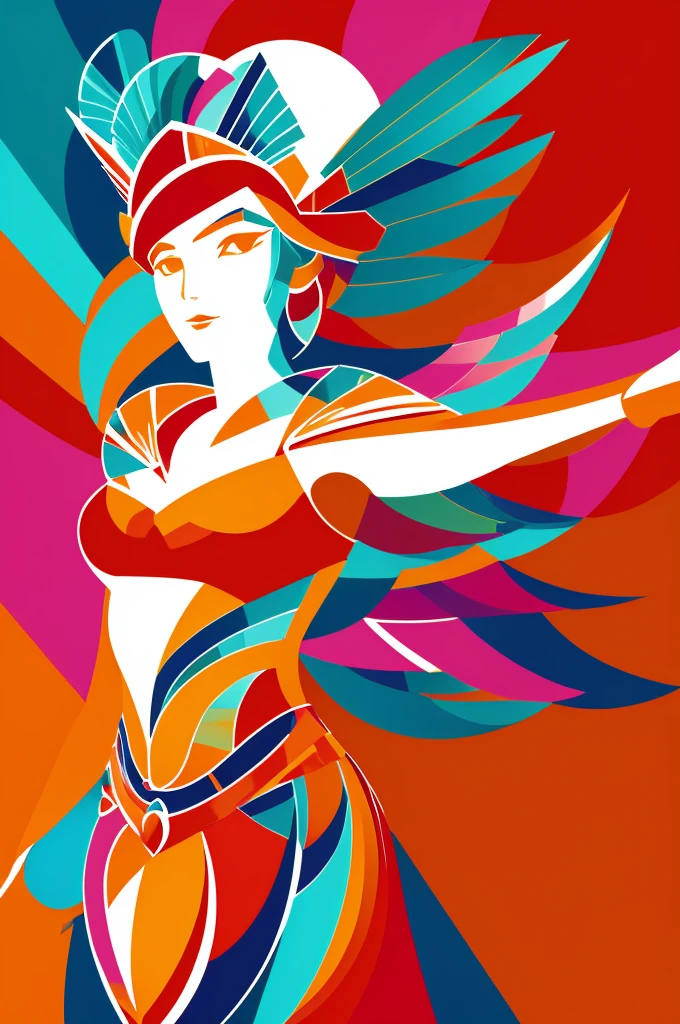 Stylized Minerva: A modern, minimalist image of the goddess Minerva, with vibrant colors and elegant lines.