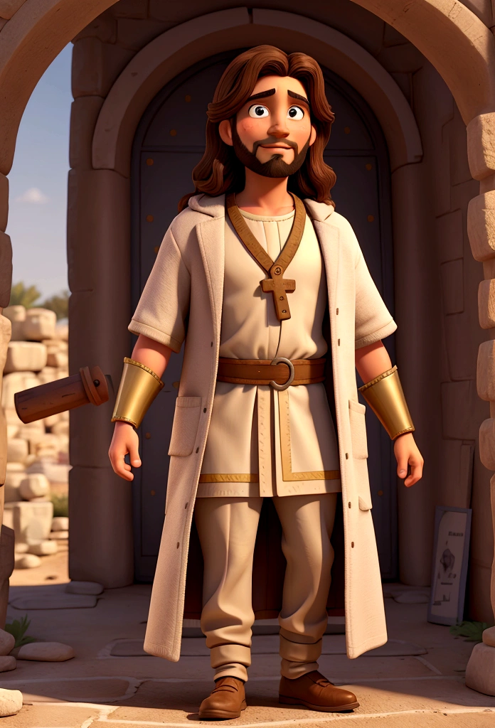Biblical character Jesus wearing a doctor's coat