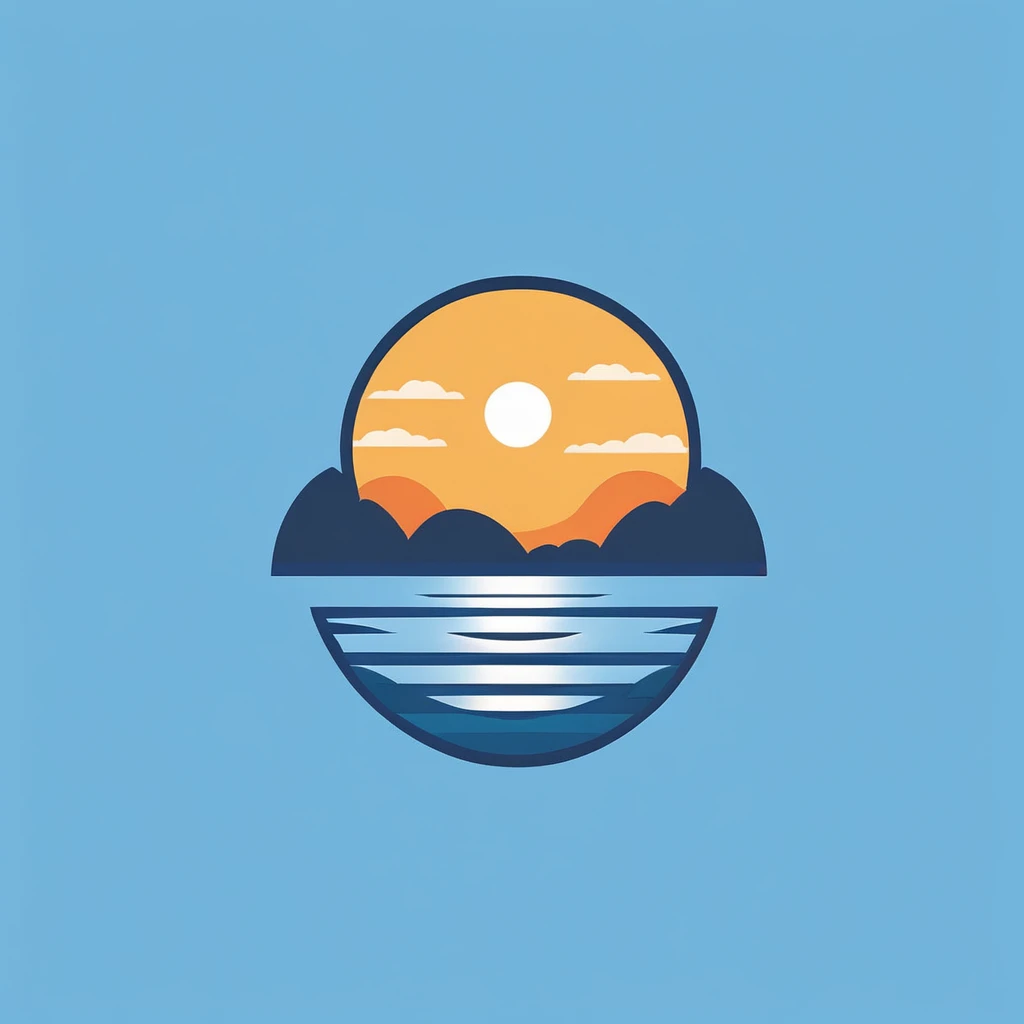 A logo do "Lagoa Azul Condominium" It is a symbol of serenity and vitality. The design features a lagoon in shades of blue, evoking tranquility and natural beauty. Above the lagoon, a bright yellow and orange sun adds a touch of warmth and energy. The name of the condominium, written in a stylish font, complements the image, creating a harmonious and inviting visual identity.