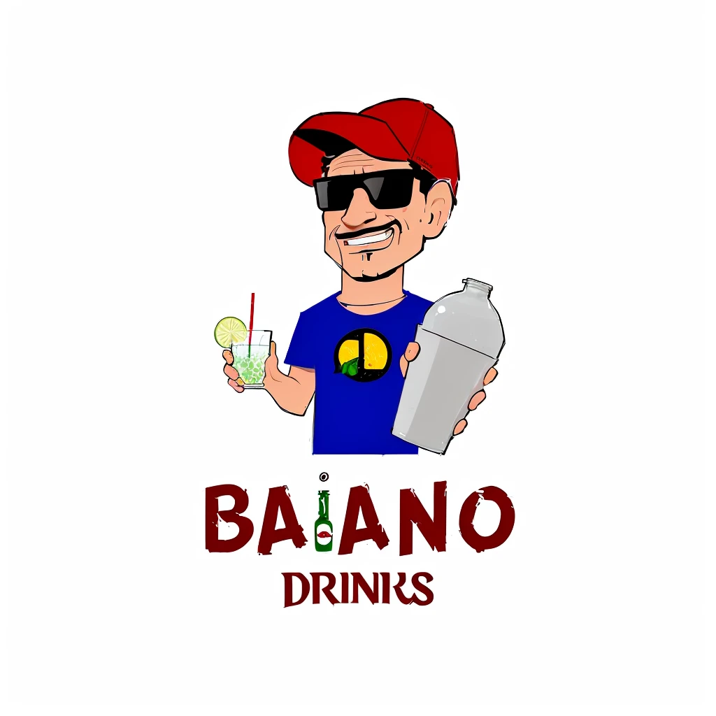 arafed image of a man holding a drink and a shaker, holding a drink, avatar for website, drinks, mixing drinks, logo art, logo, cartoonish and simplistic, logo, with a drink, Bar local, Alexandre, by Carlos Berlanga, drinking cocktail, by Ramon Silva, unused project, illustrated logo, drink, Logo Design