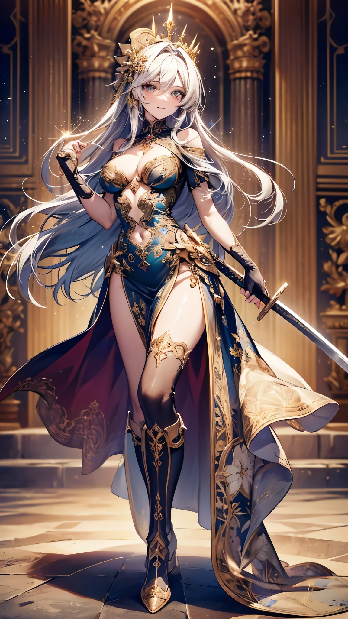 ((Highest quality)),(Ultra-high resolution),(Ultra-detailed new),(Detailed Description),((The best CG)),(masterpiece),Highly detailed art,A wonderful new art form,(Art with precise details:1.5), (One woman:1.4),(Beautiful and well-proportioned face:1.3),snake,sword:1.5,Dynamic Pose:1.4,(Gorgeous sparkling dress:1.6),(Boots with intricately detailed relief:1.3)