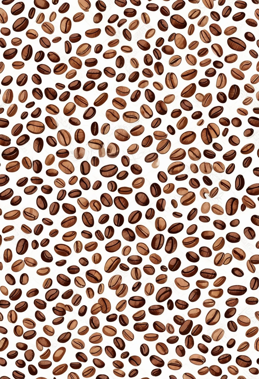 Generate a t-shirt design with a white background close up of coffee beans in a whimsical watercolor painting style.contour vector image