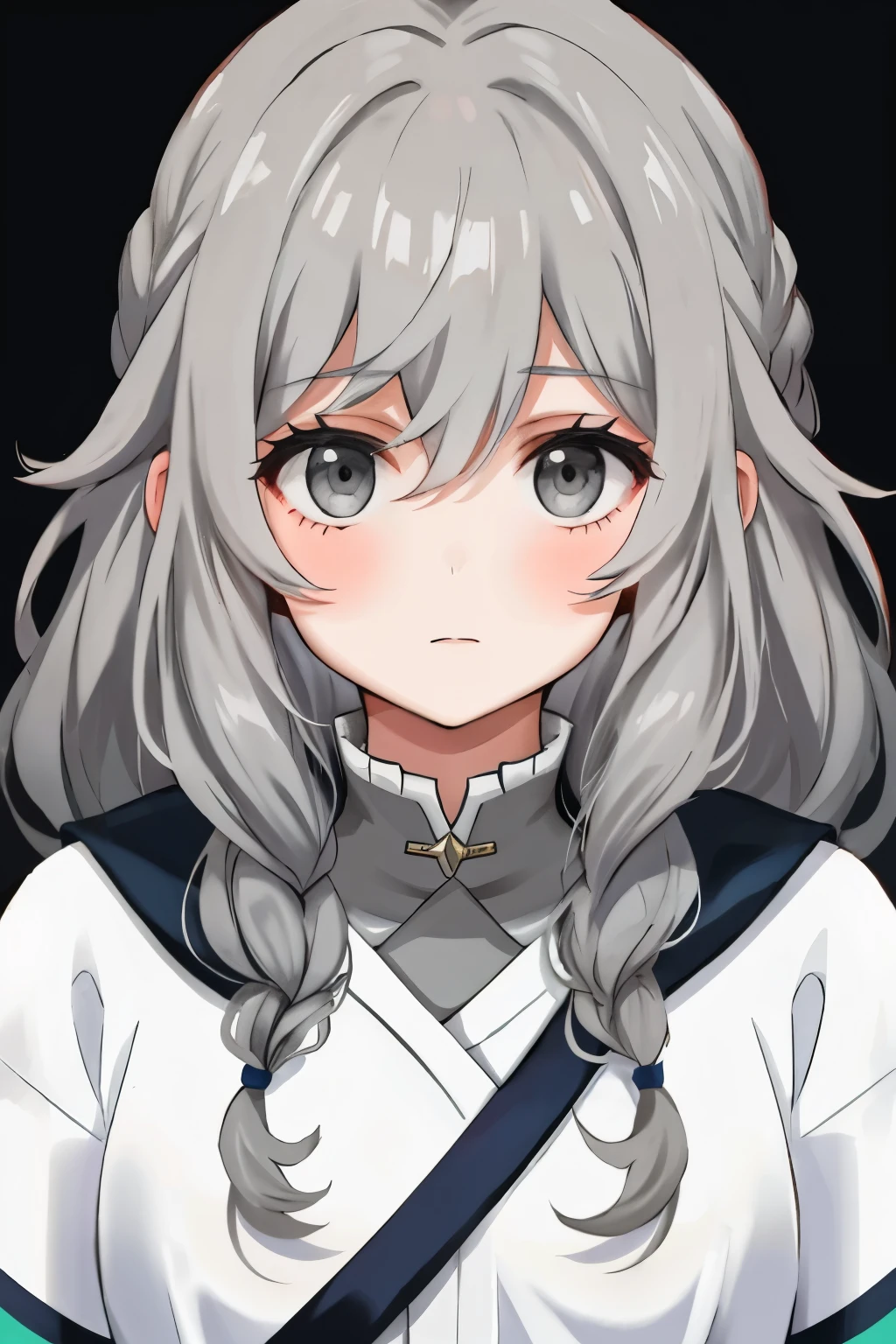  girl, long light grey hair, grey eyes