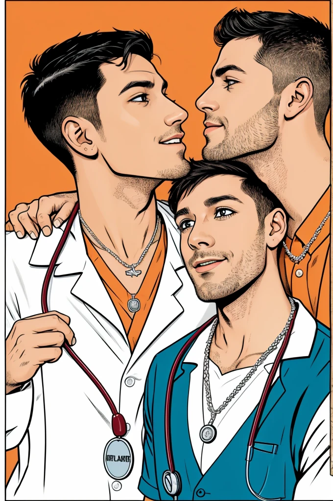 nurse, gay, necklace, illustrator, multiple boys, loving each other, comic