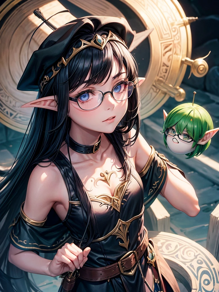 17 year old girl,An elf princess ,hat Tattoos,black hair,glasses,Murderer,blob,mean,Solitary,not so permissive,Hateful,black colored clothes,shoulder length hair