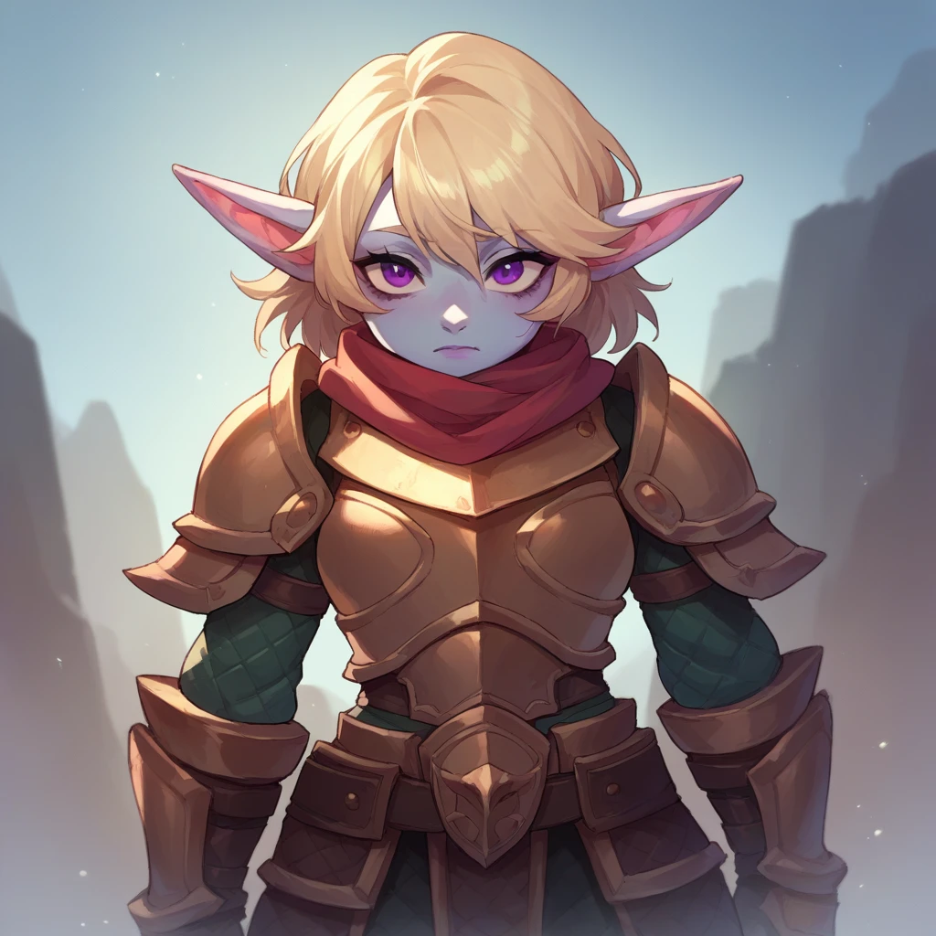 score_9, score_8_up, score_7_up, score_6_up, source_anime,
1girl, solo, poppylol, colored skin, blonde_hair, purple_eyes, poparmour, armor, scarf, Sensual