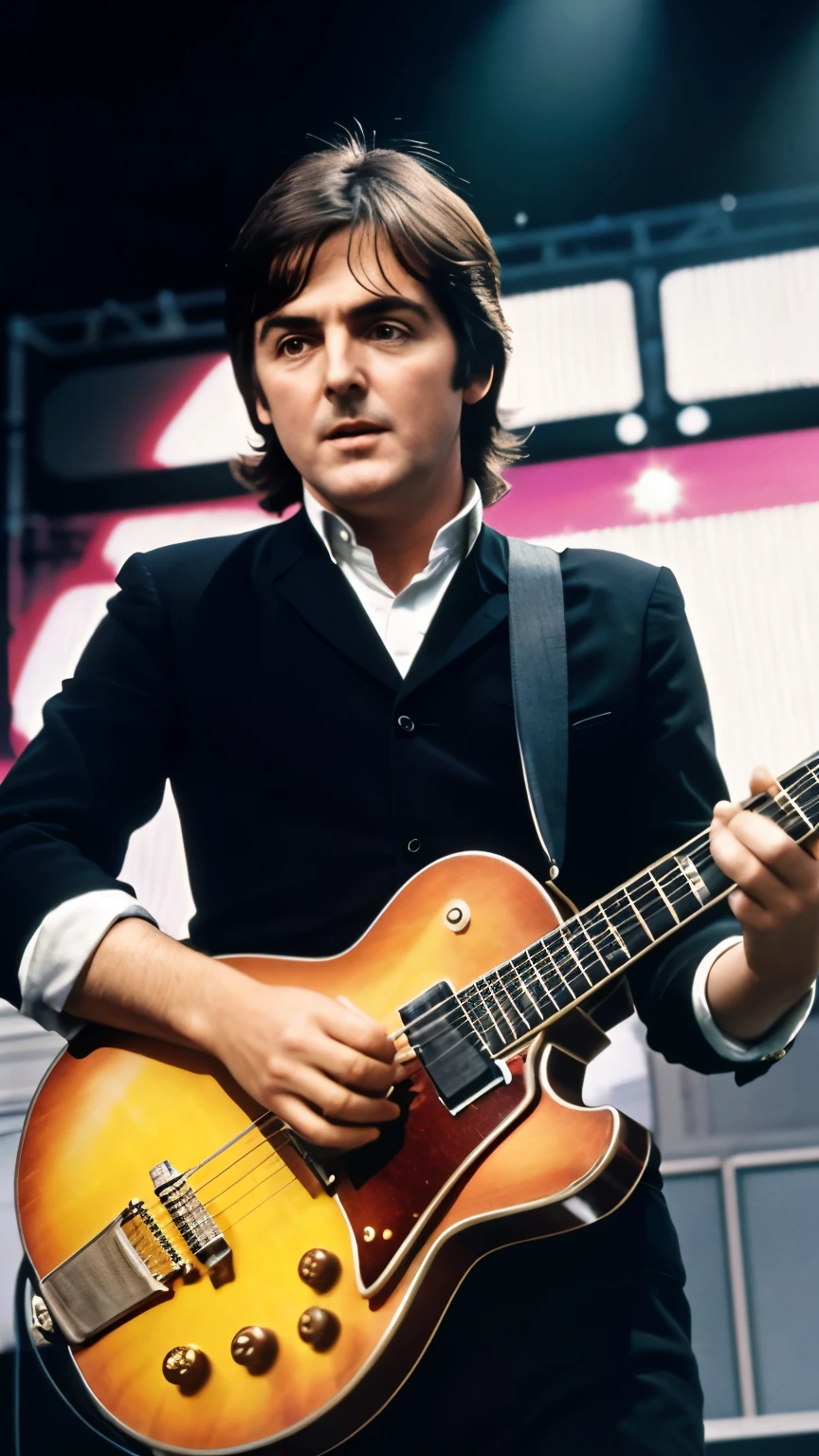 create Paul Maccartney featured playing on stage with THE BEATLES, 