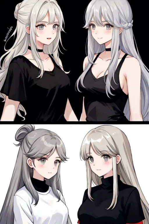 eleven year old girl, long light grey hair, detailed grey eyes, apathetic expression