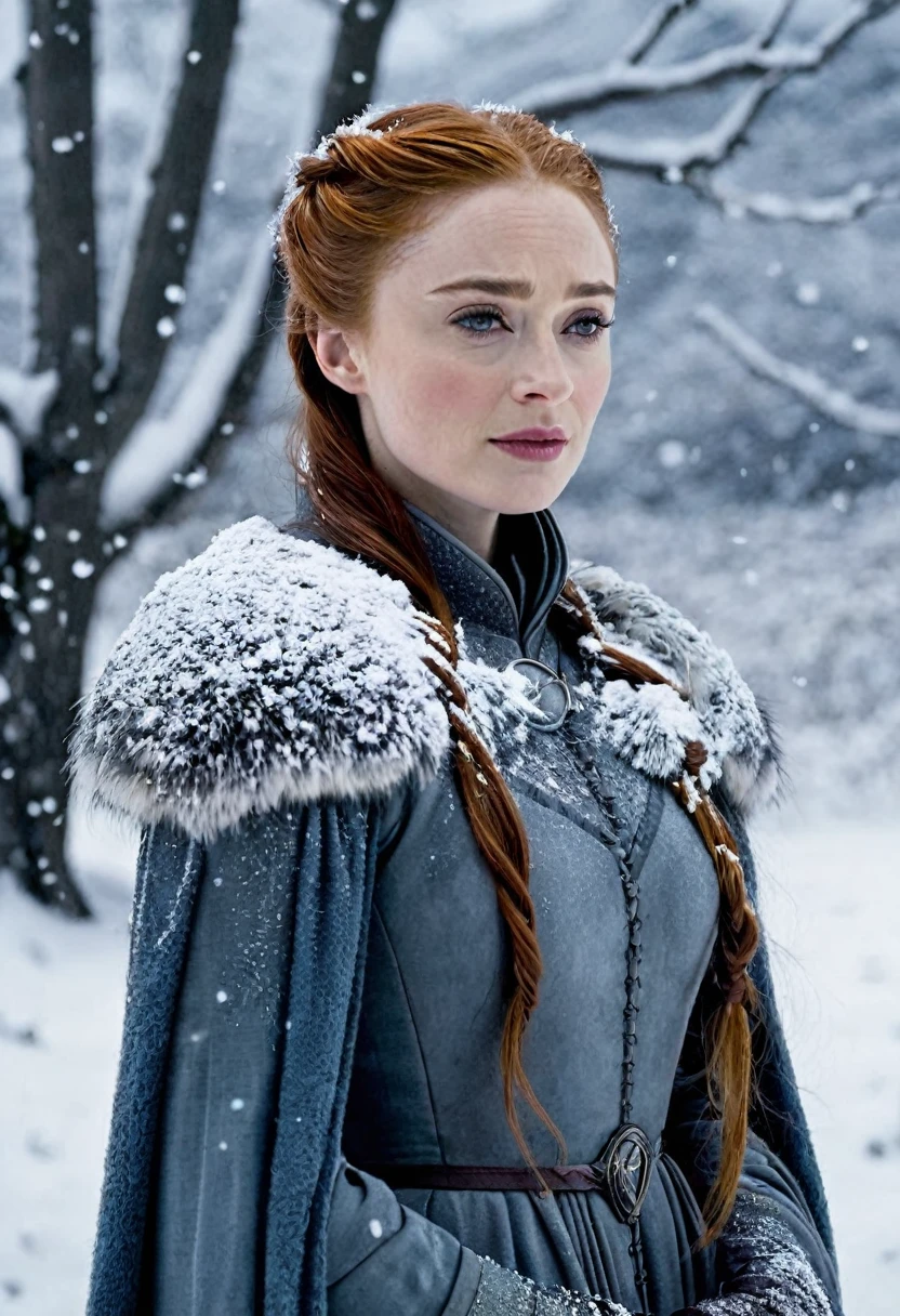 Sansa stark poses en la nieve