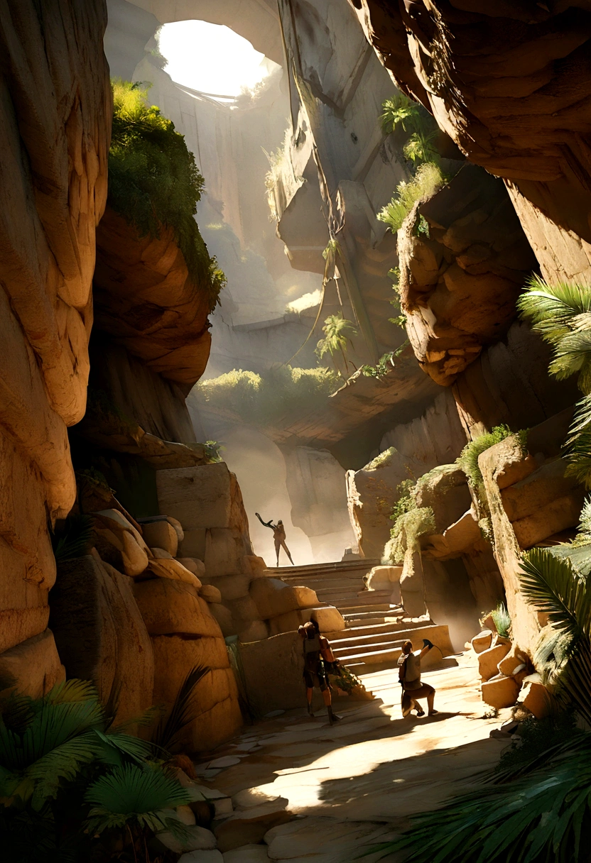 a detailed illustration by Lara Croft, in a 3D rendered style,stark,dynamic and confident pose,with their unique dual pistols,exploring ancient ruins,exotic landscapes and mystical artifacts,adventure,fierce determination,extraordinary stunts,with realisitic lighting and shadows,portraits,High contrast colors and dramatic lighting,sharp focus,physically based rendering,ultra detali,proffesional,HDR color grading,evocative atmosphere,full of action,realisitic,Tomb Raider,exploration,Segredos,treasure hunt,arcology,Jungle survival,climbing cliffs,swinging on ropes,underground chambers,dynamic camera angles,immerse,cinematic,exciting moments,gritty and realisitic textures,mysterious and ancient temples,Stealth movement,bright coloured,bokeh.