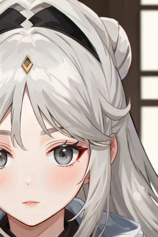 young adult women, long light grey hair, grey eyes