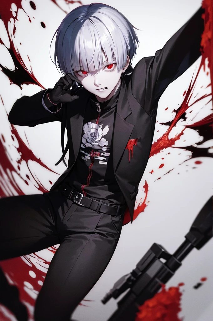 Tokyo ghoul, kaneki ken, zxc, 1000-7, blood, manga style, black and wite