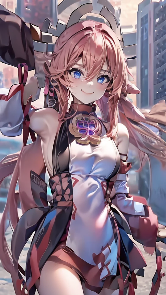 Draw me anatomy of the female body of a high school girl., anime version, With pink skirt, black black,8k,anime style,perfect body,lost lighting,bright smile,bright blue eyes, 1 girl,big breasts, outdoor,City,street,session,light smile, Closed mouth, in bikini,