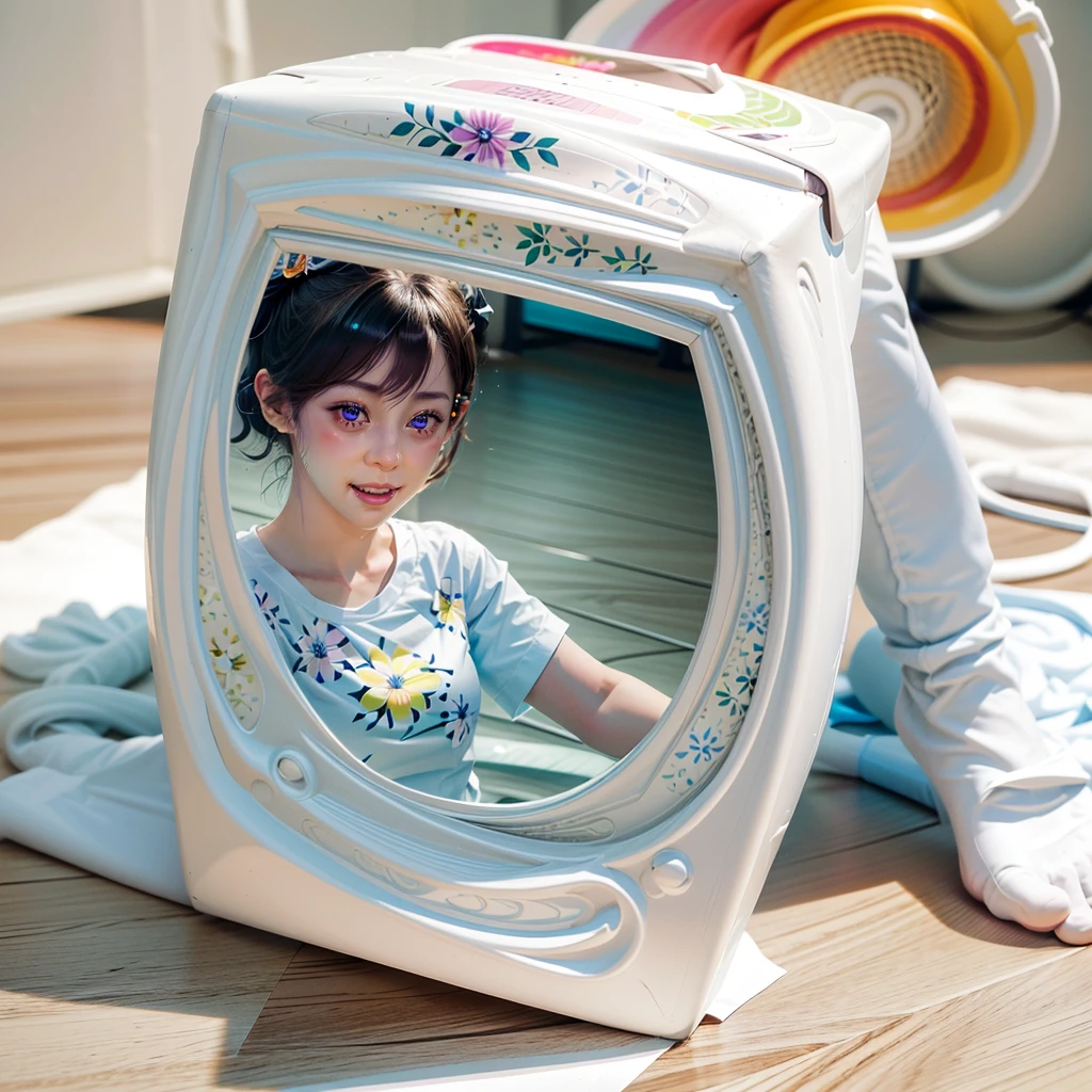 A beautiful kawaii girl, detailed and realistic, (((printed on a bright white t-shirt))), ultra-detailed, 8k, high resolution, photorealistic, professional photo, vivid colors, sharp focus, physically-based rendering, extreme detail description