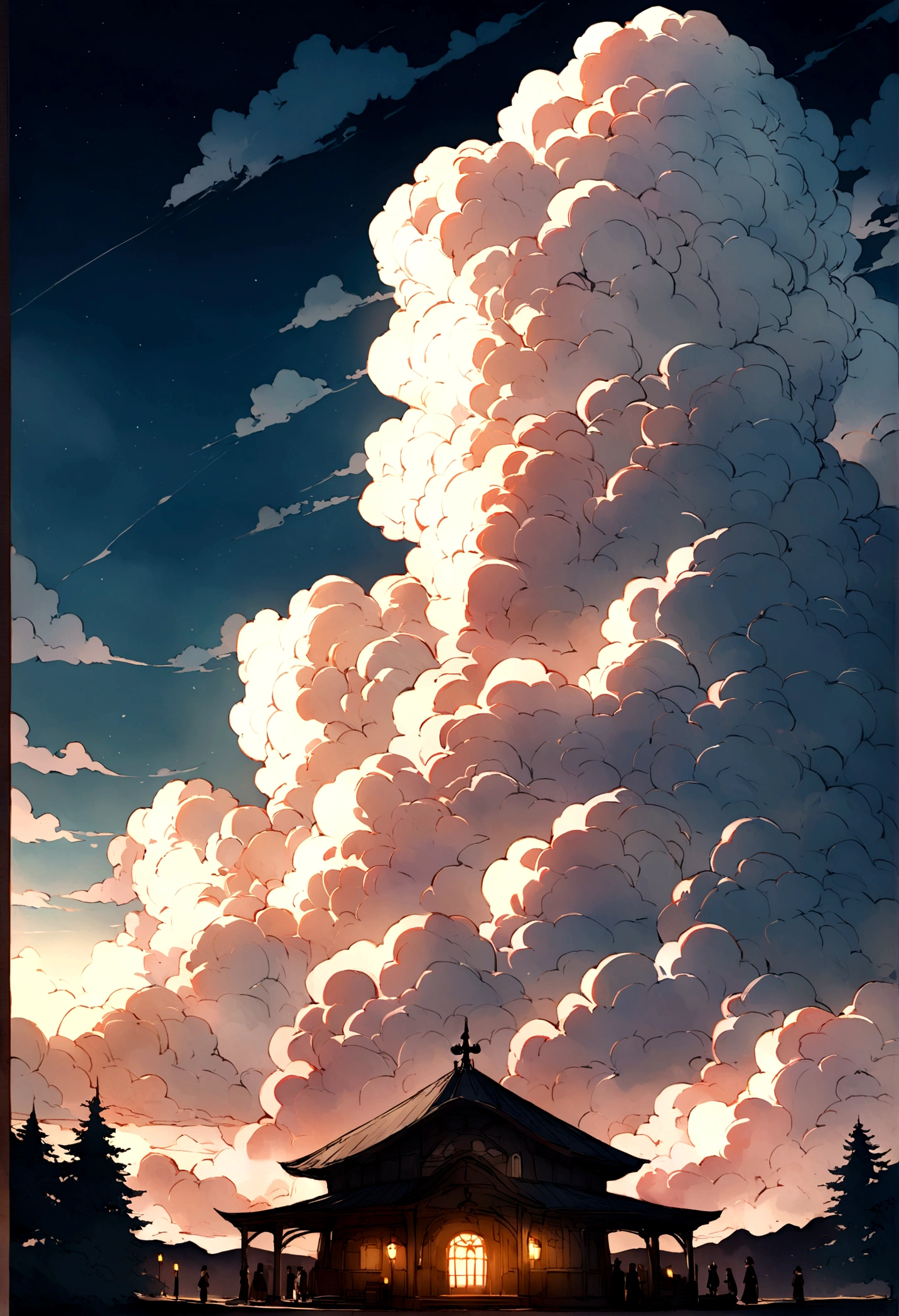 Bach. Chapter 66 Before the Storm, Nostalgia, Annual Lighting Exhibition, Cumulonimbus, Volumetric lighting, Big Sky