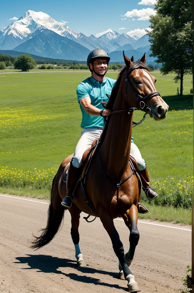 **Institution for AI Image Generation Prompts: ImageCraft Institute**

**Prompt Creation Example:**

**Title:** Summer Ride

**Prompt:**
"Generate an image featuring Lionel Messi and Cristiano Ronaldo riding horses along the side of a road on a sunny summer day. Ensure the background includes green fields, a clear blue sky, and a distant mountain range. Both athletes should be dressed in casual summer attire, with their horses looking spirited and strong. The roadside should have some wildflowers and a few scattered trees."

**Additional Notes:**
1. Emphasize the vibrant colors of summer.
2. Capture the camaraderie and relaxed atmosphere.
3. Ensure the likeness of Messi and Ronaldo is accurate and recognizable.

This prompt provides clear and detailed instructions for generating a vivid and engaging image that captures the essence of summer and the personalities involved.