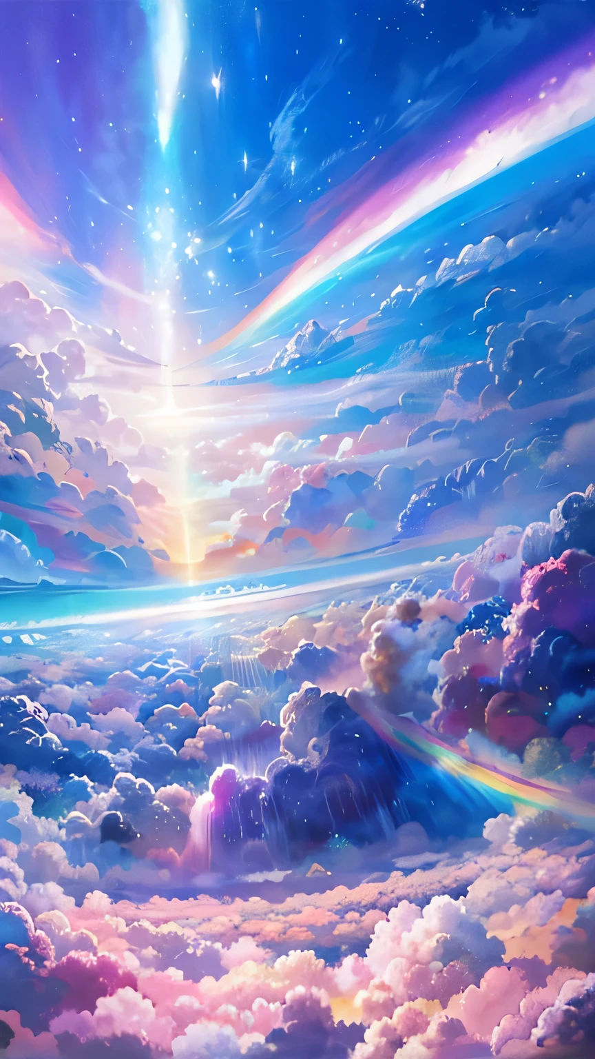 雲と虹のあるIridescent skyの絵, So colorful and heavenly, Mysterious rainbow halo, Bright rainbow halo, Rainbow Clouds, Colors of Heaven, About Space Cloudscape, Sunny rainbow galaxy stormy ocean, Rainbow Cloud, Fantasy Rainbow, Rainbow Clouds, Sitting on a cloud in space, Heavenly planets in the background, Iridescent sky, Heavenly atmosphere