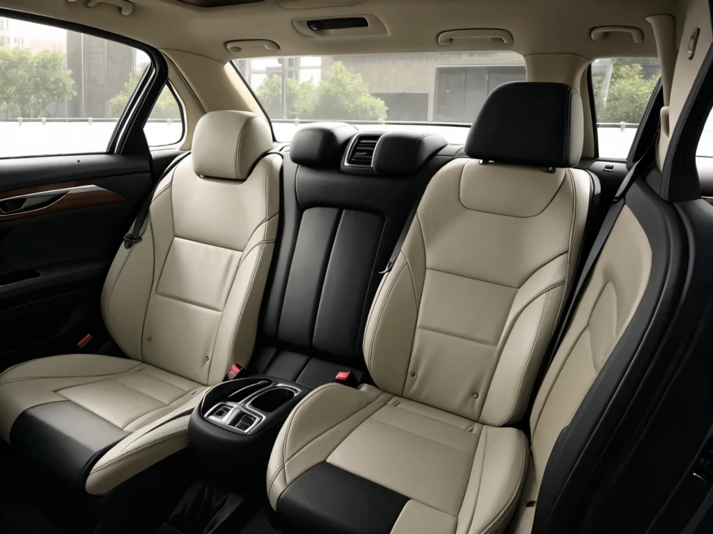interior of a car, back seat