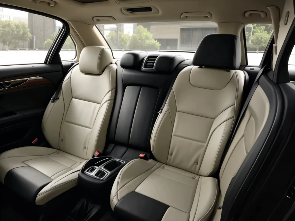 interior of a car, back seat