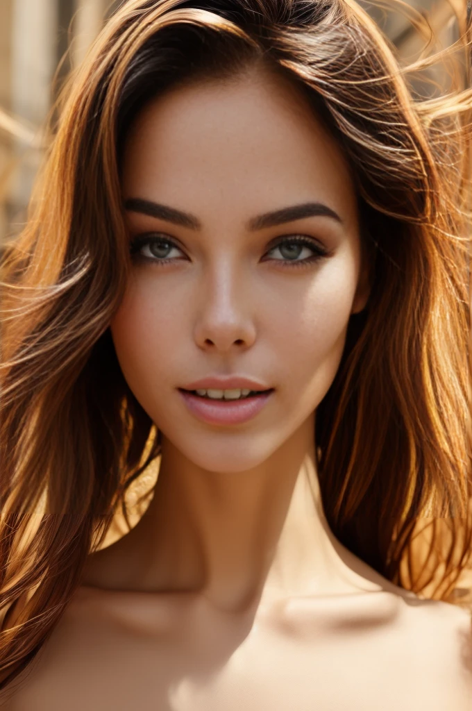 wearing bodysuit,Fashion model, 25 years old, [[[[close]]]], [[[[chest]]]], [[[[head]]]], [[[[shoulder]]]], Perfect Eyes, Perfect Iris, Perfect Lips, Perfect Teeth, Perfect Skin, Soft Front Light, shine, High resolution, (Calm colors:1.2)