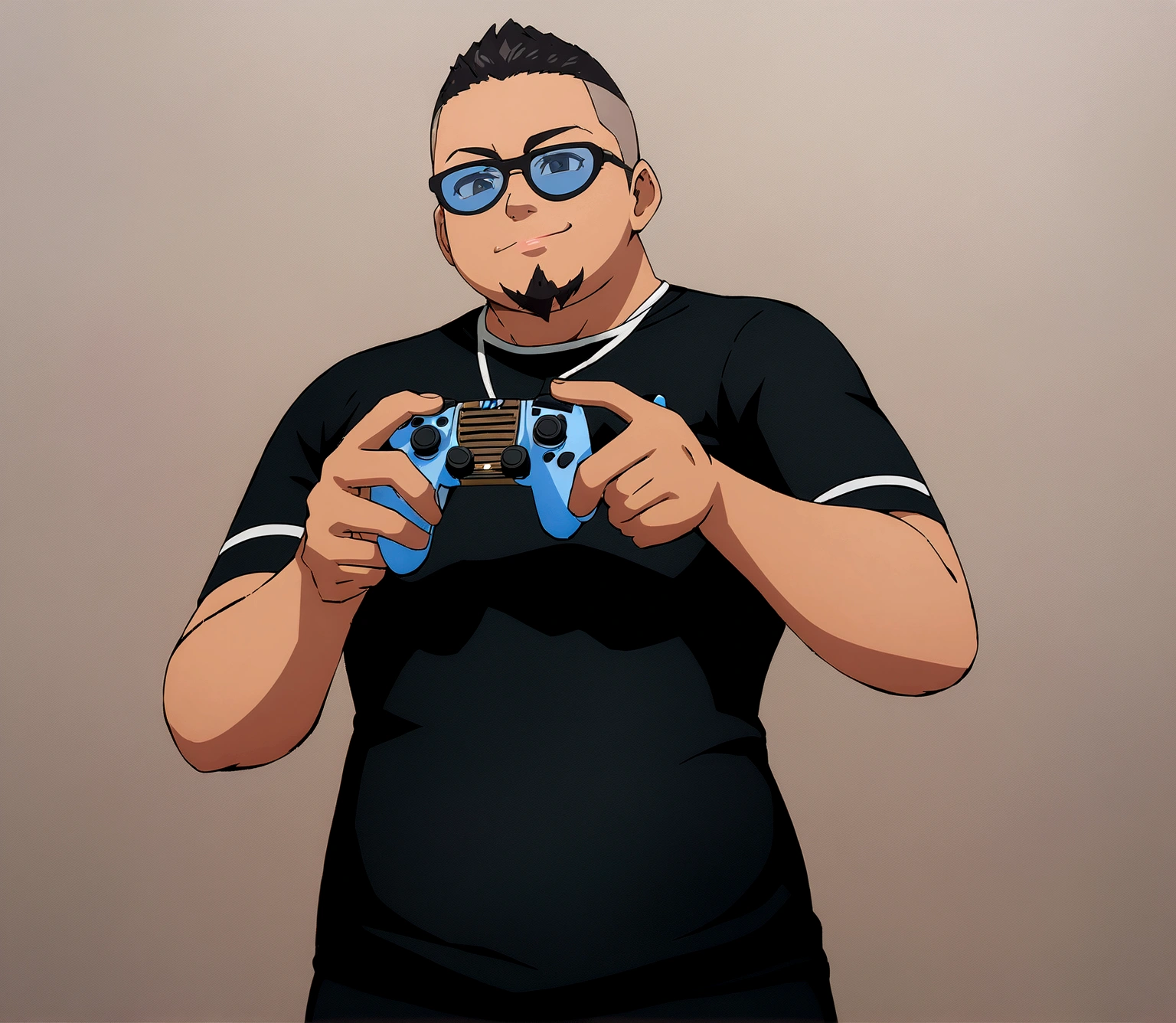 Dark-skinned man in black jacket and sunglasses standing on the street, undercut haircut, black hair, holding a controller, includes a full goatee, 8K anime badass, 4K anime wallpaper, 4K anime style, wallpaper 8K anime art wallpaper, 4K anime wallpaper, 4K anime wallpaper, 4K cartoon wallpaper, best 4K anime Konachan Wallpaper 4K Konachan Wallpaper, 4K Anime Art Wallpaper , 4K Anime Art Wallpaper