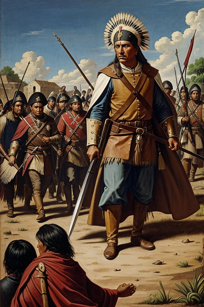 Realistic image of the combat between Taino Indians and Spaniards, Realidad