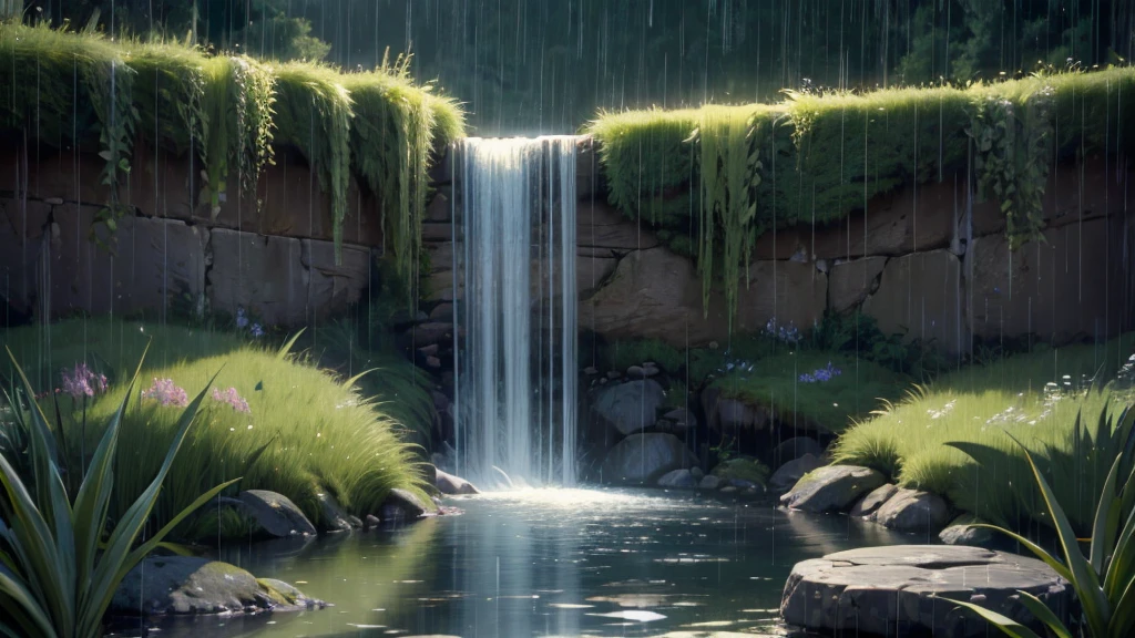 4k, Undertale Waterfall, rain, dark, gloomy, mysterious, grass, waterpudle