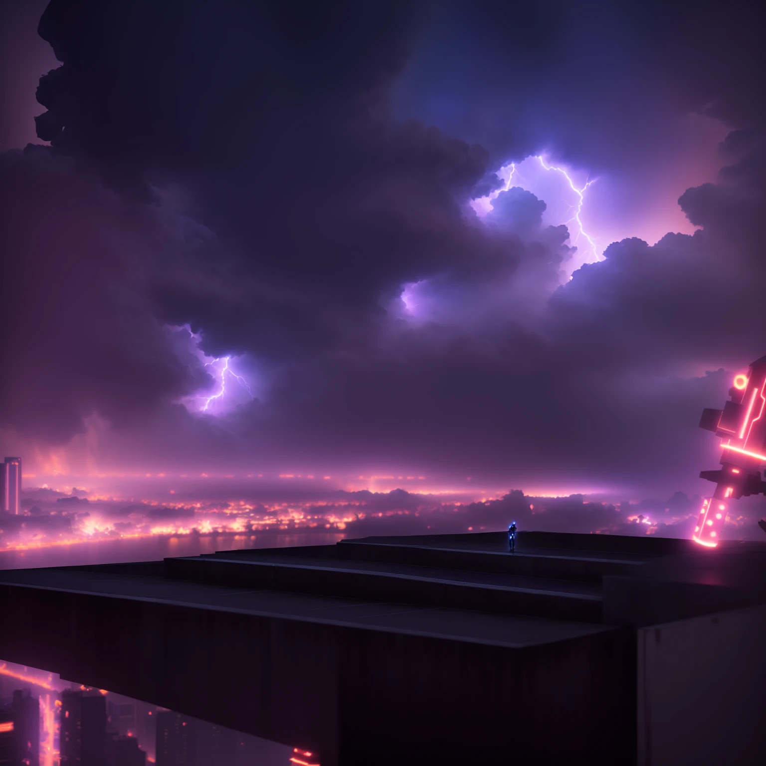anime characters standing on a ledge overlooking a city at night, epic cinematic shot, epic vfx shot, vfx powers at night in the city, dramatic cinematic shot, dramatic sci-fi movie still, vfx shot, an epic scifi movie still, cinematic shot, cinematic image, cinematic lightning, cinematic medium shot, spectacular cinematic scene, cinematic epic shot, cinematic lightening
